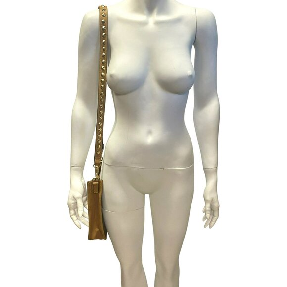 Steve Madden Vegan Leather Crossbody Bag Wylie Studded Studs Camel Tan Brown - Picture 4 of 9